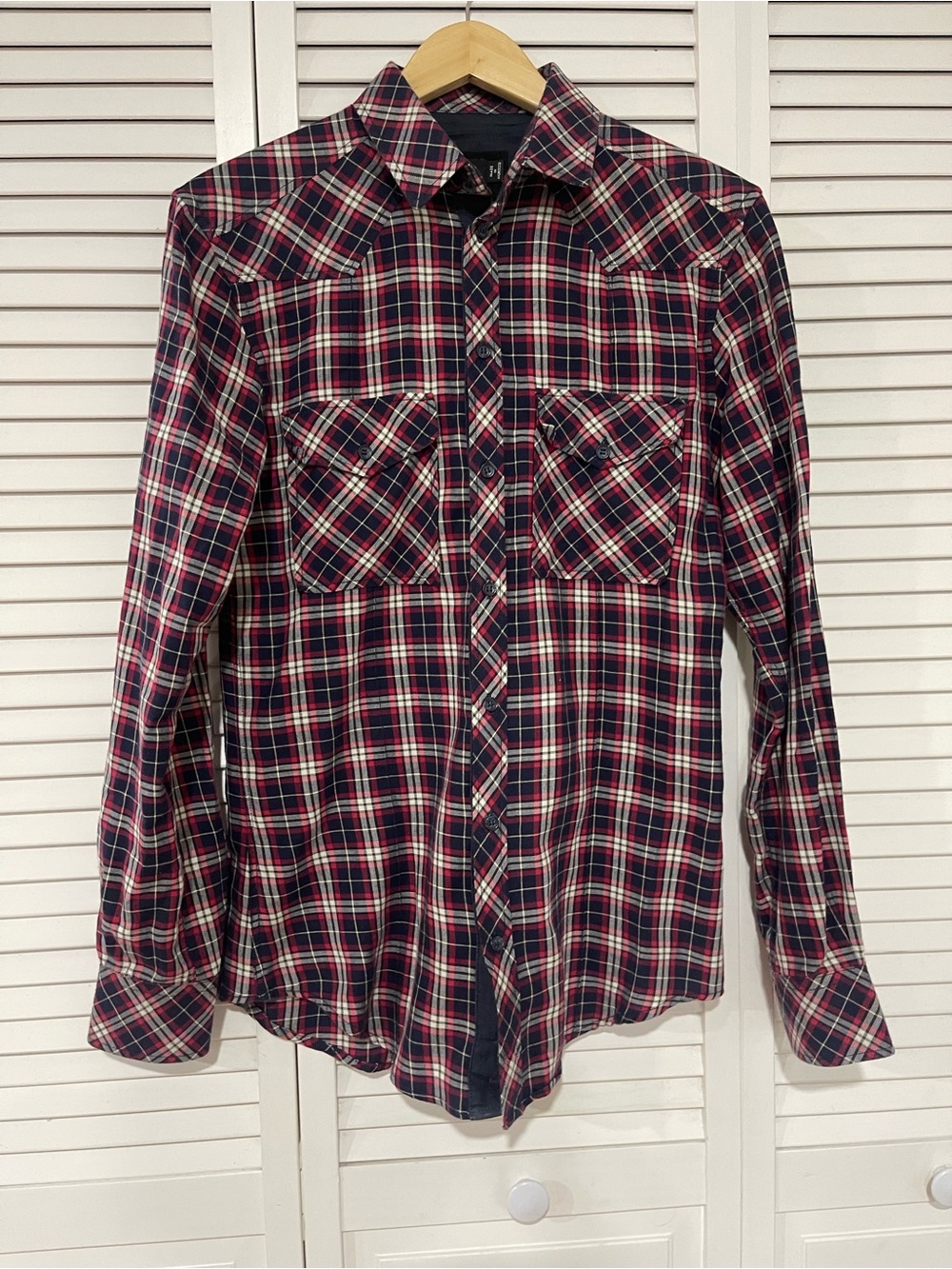 Dolce & Gabbana Navy and Red Plaid Button-Down Shirt